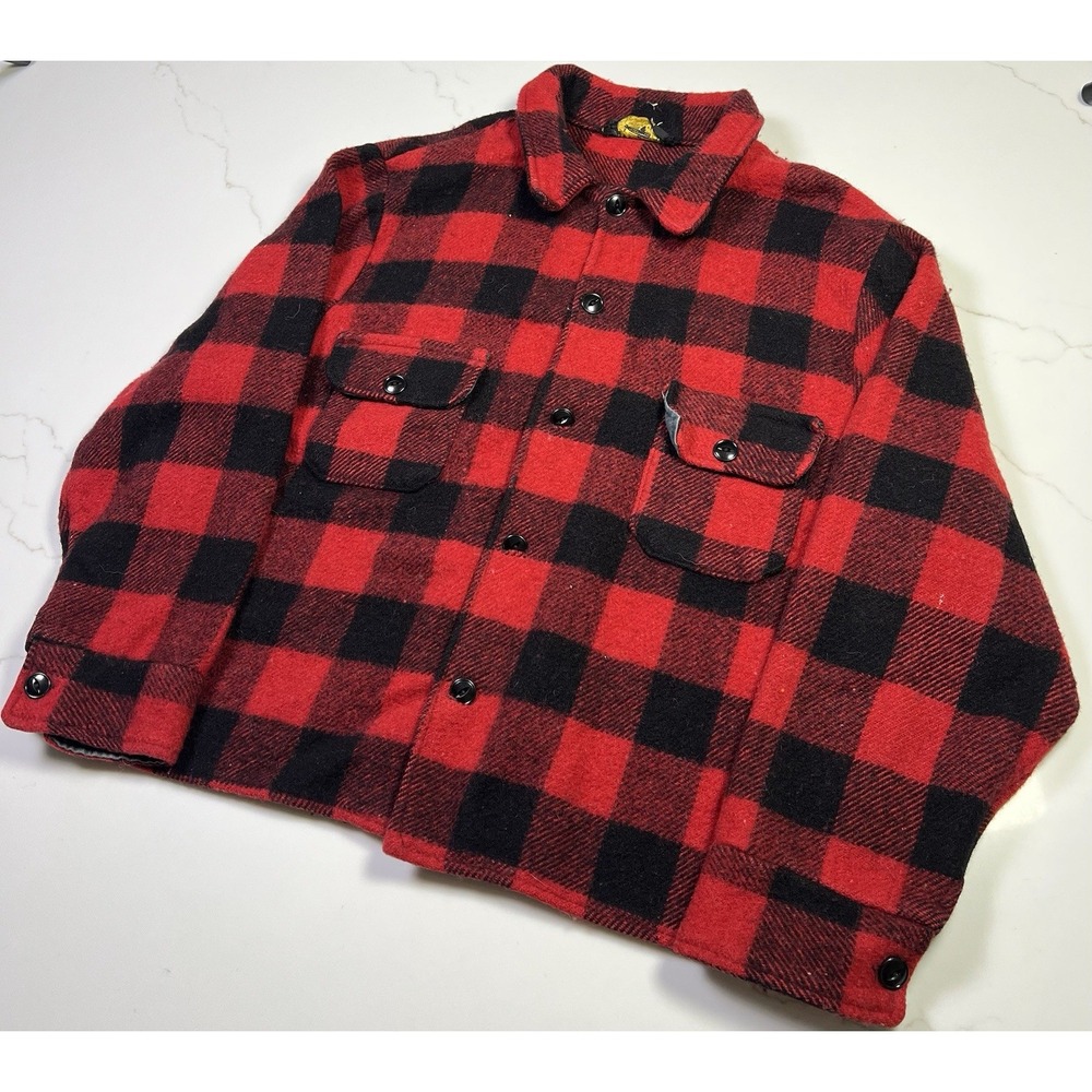 Vintage 60s Mackinaw Wool Buffalo Plaid Air Crew Canadian Flannel‎ Jacket